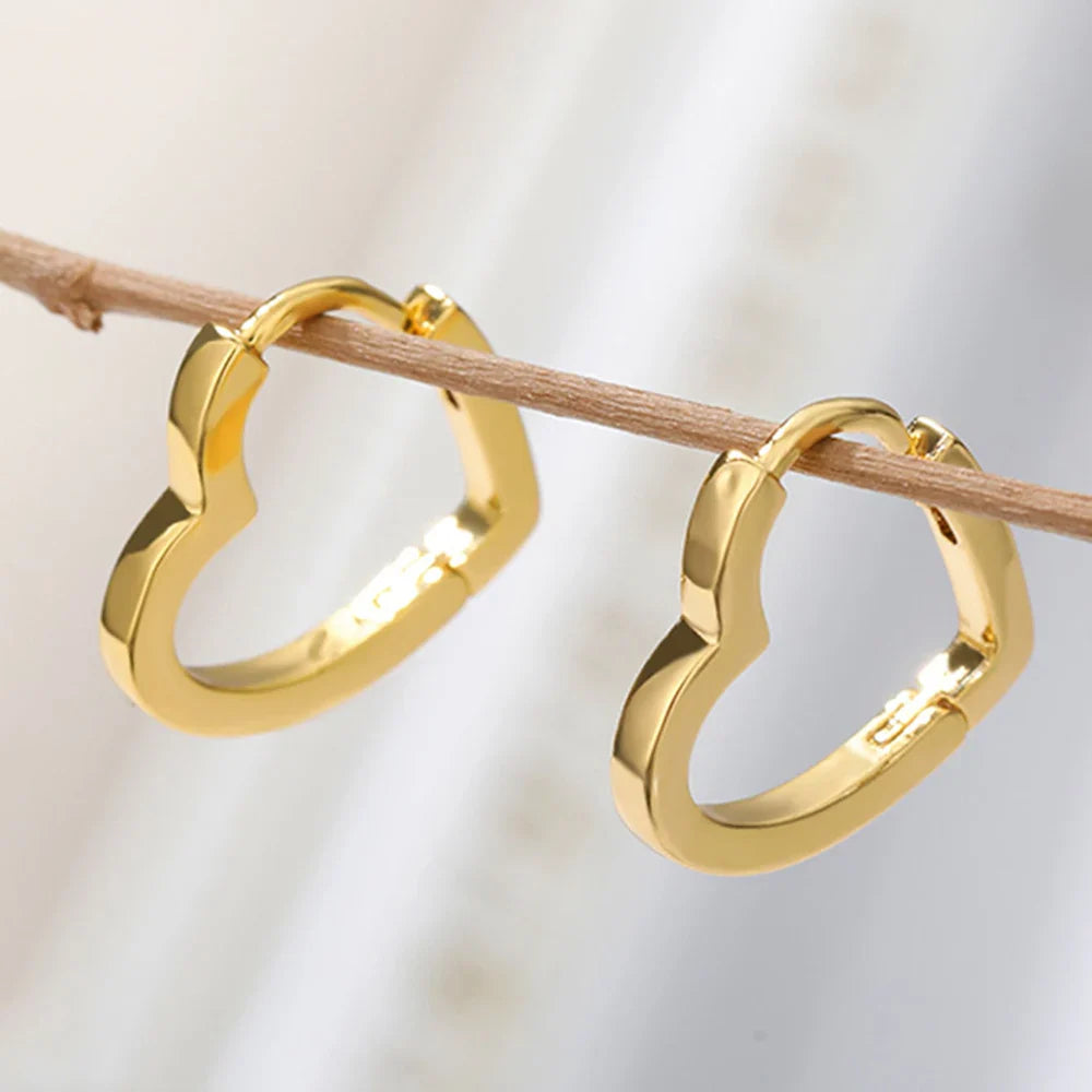Stainless Steel Heart Earrings For Women Gold Color Fashion Zircon Love Heart Drop Earring Wedding Aesthetic Jewelry Gift 2023
