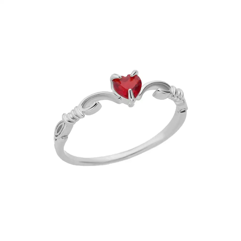 Punk Red Zircon Heart Rings for Women Stainless Steel Gold Color Cheap Open Ring 2025 New Fashion Wedding Couple Jewelry Gift