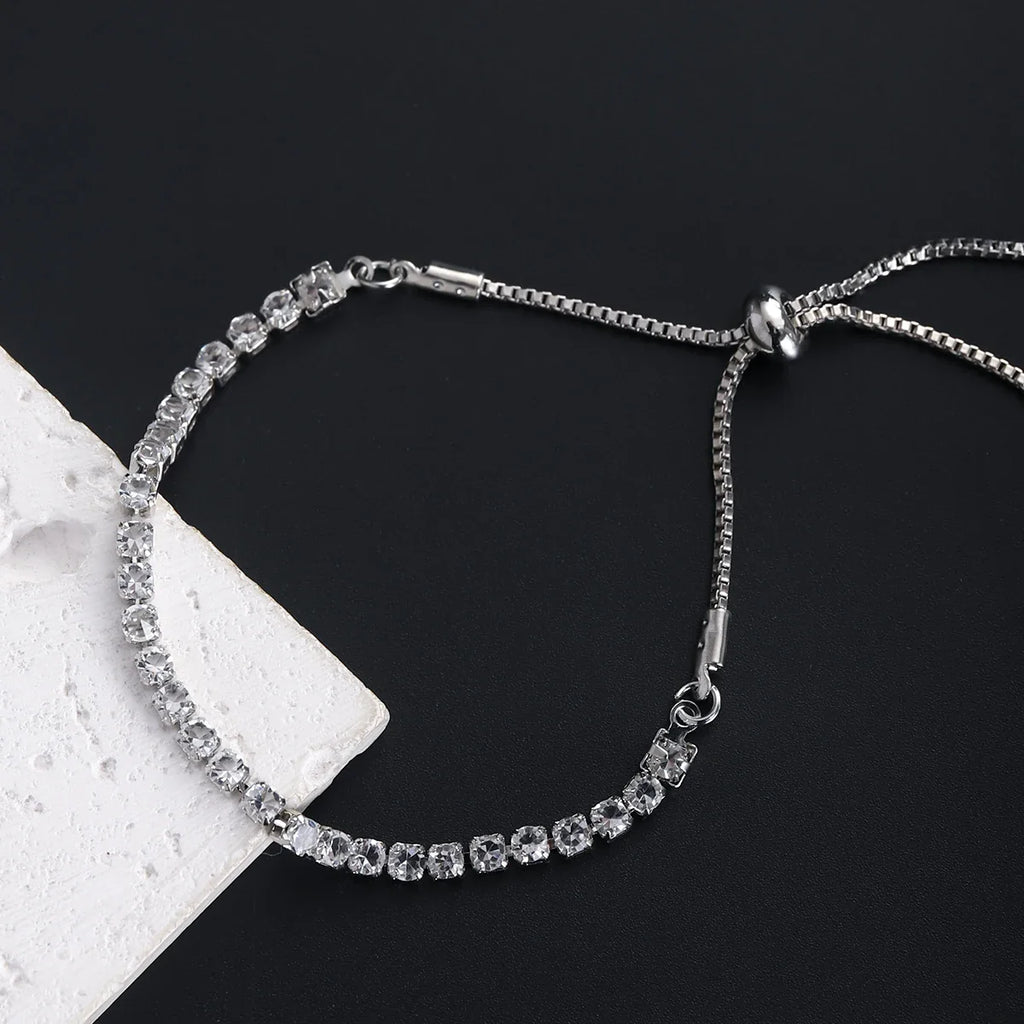 Fine Silver Bracelet Elegant Zircon Tennis Crystal Chain for Women lady Fashion Noble Engagement Wedding Glam