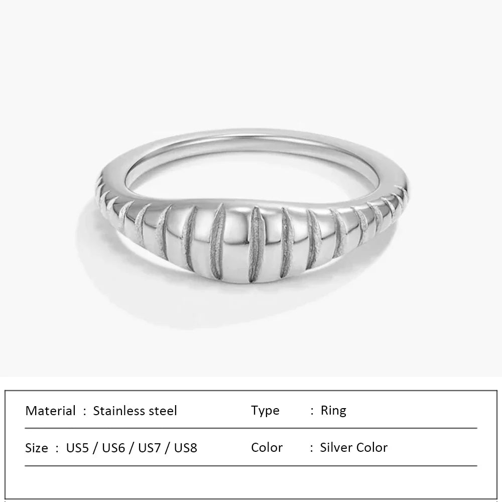 SUNIBI Stainless Steel Ring for Women And Men Fashion Style Texture Tail Classic Couple Rings Gifts Wedding Jewelry Wholesale