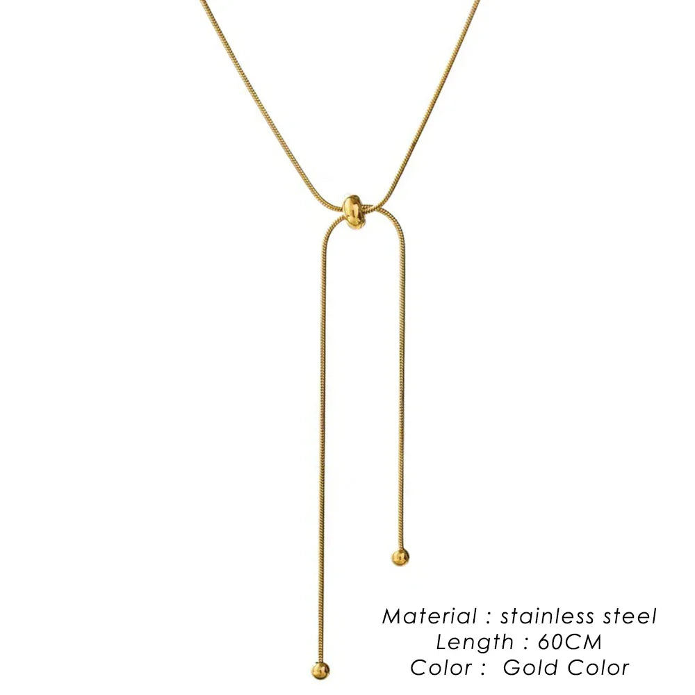 SUNIBI Vertical Bar Pendant Necklaces Stainless Steel Simple Long Lariat Chain Minimalist Dangle Necklace for Women Jewelry Gift