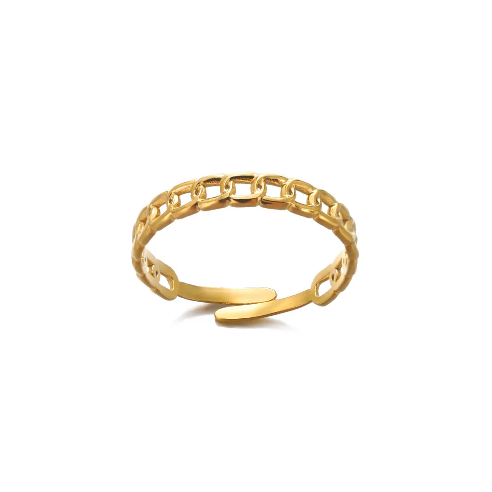 316L Stainless Steel Rings for Women Gold Color Multilayer Geometric Open Ring Vintage Waterproof Wedding Aesthetic Jewelry Gift