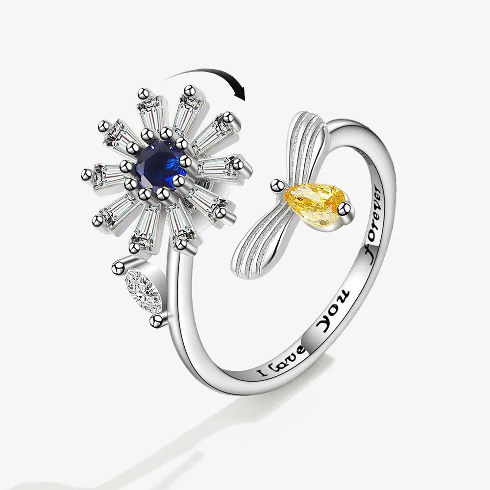 Rotating Anxiety Knuckle Ring For Women Spinner Fidgets Cute Animal Butterfly Flower Anti Stress Ring Party Jewelry Gifts Anillo