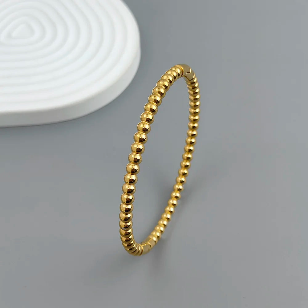 New stainless steel ball bead gold-plated bracelet, classic O-shaped silver bracelet for women, wedding party jewelry