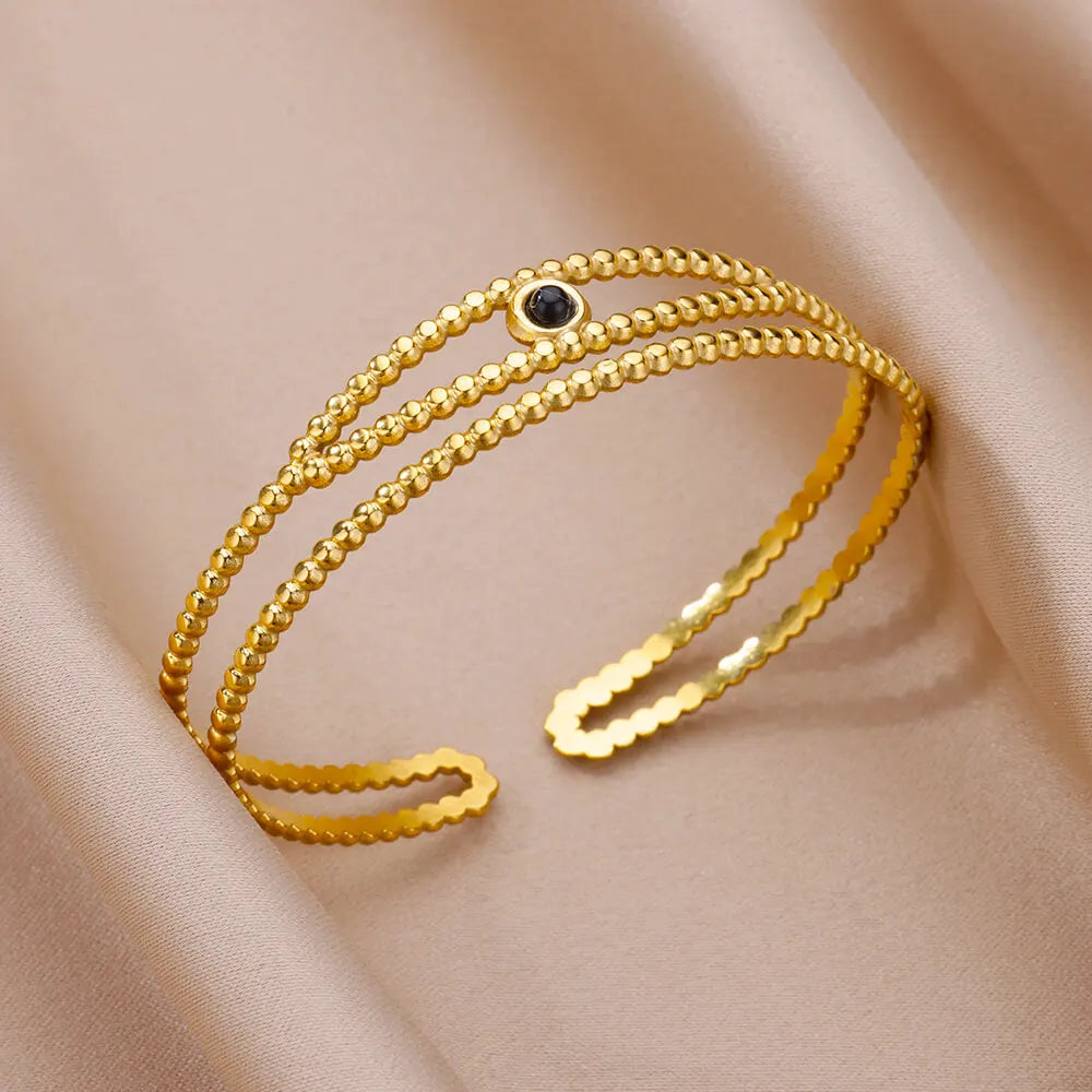 Snake Bangle Bracelet For Women Stainless Steel Opening Gold Plated Opening Bangle Animal Aesthetic Jewelry pulseras mujer