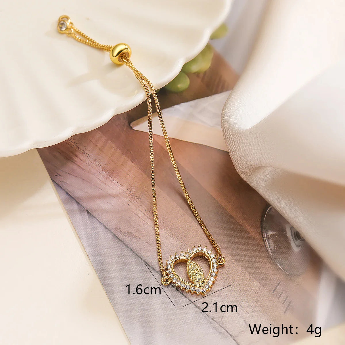 NEWBUY 2026 Fashion Gold Color Box Chain Virgin Mary Charm Bracelets For Women Shiny CZ Zircon Jewelry