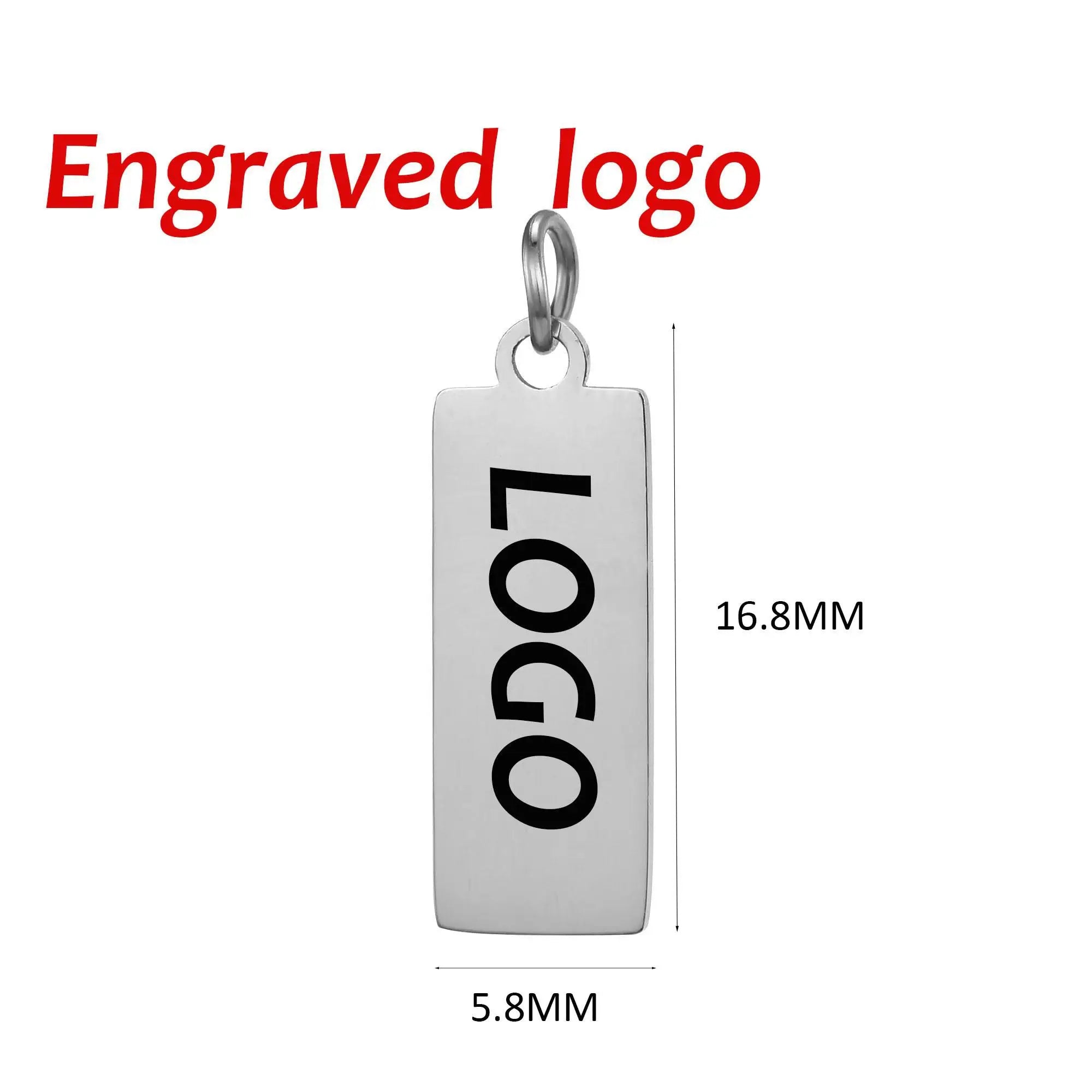 SUNIBI Custom Logo Tags Stainless Steel Charms for Necklace Bracelets 6 Sizes to Choose Jewelry