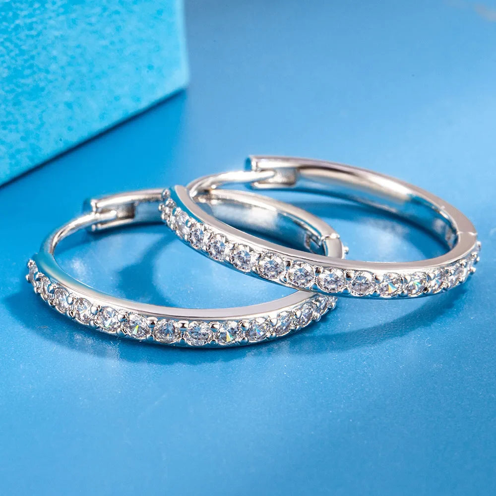 925 Sterling Silver 8/12/16/20MM Zircon Hoop Earrings For Women Wedding Engagement Luxury Jewelry Accessories Money 925