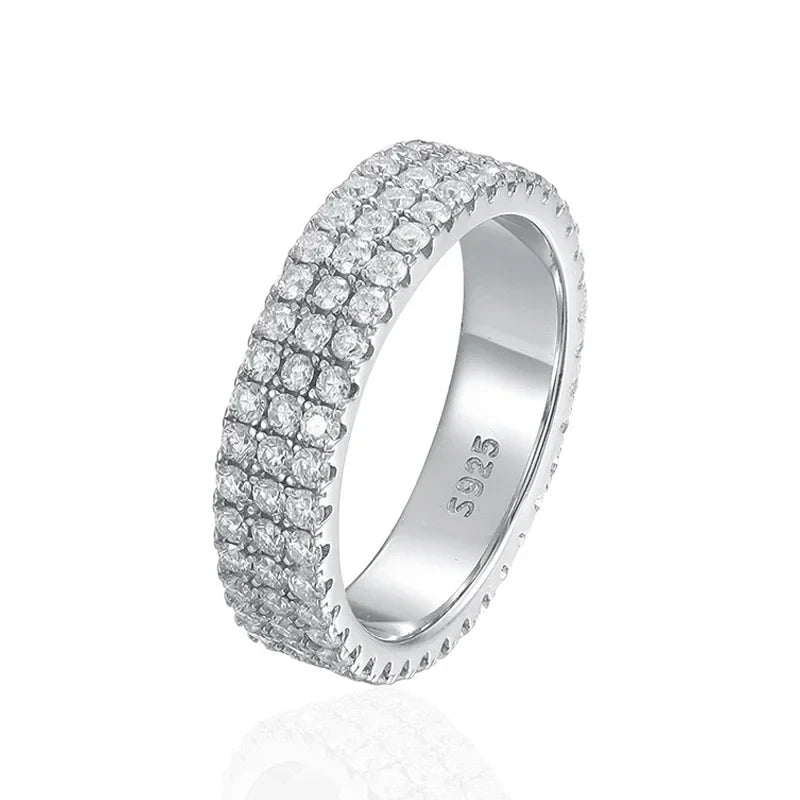 NeeTim Full Moissanite Ring Sterling Silver 925 with Gold Plated Wedding Engagement Eternity Band Patry Luxury Jewelry for Women