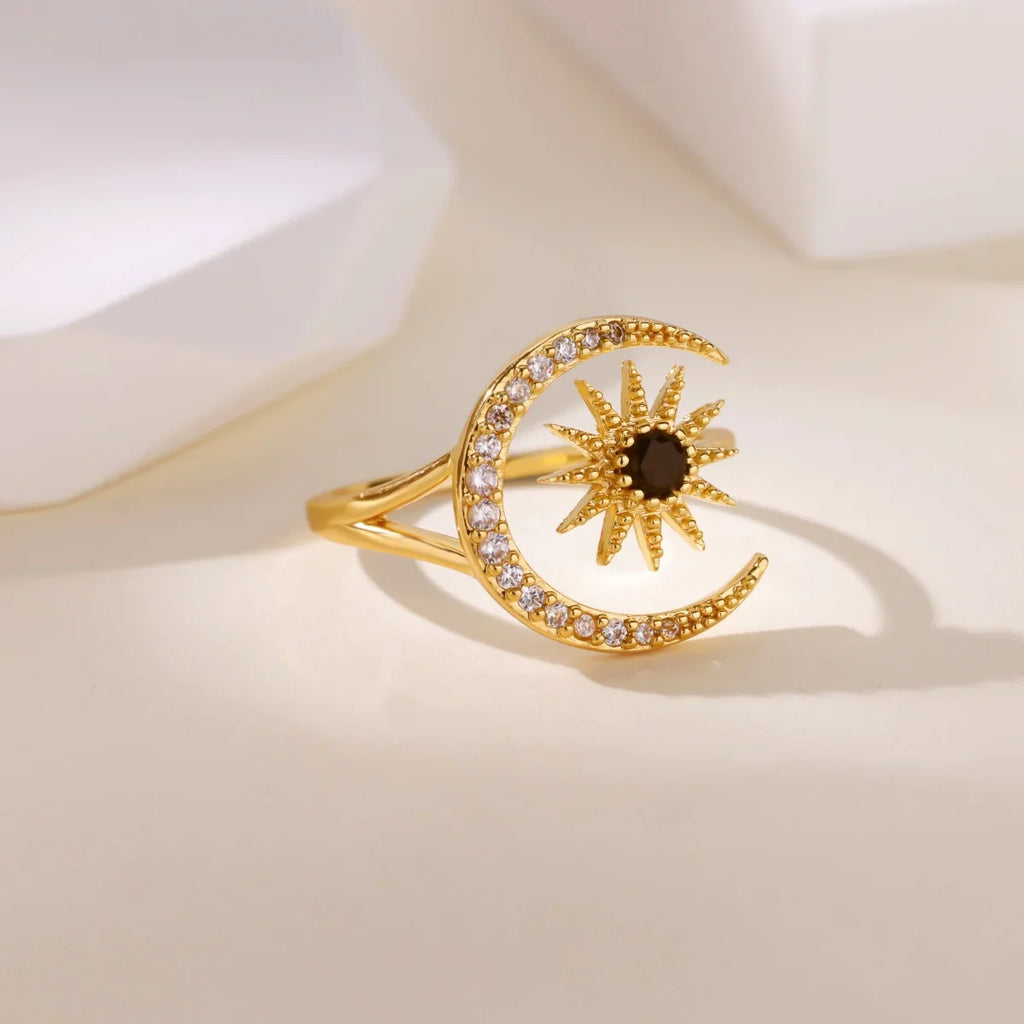 Vintage Ancient Greek Arethusa Goddess Coin Rings For Women Imitation Pearl Zircon Moon Stainless Steel Ring Fashion Jewelry