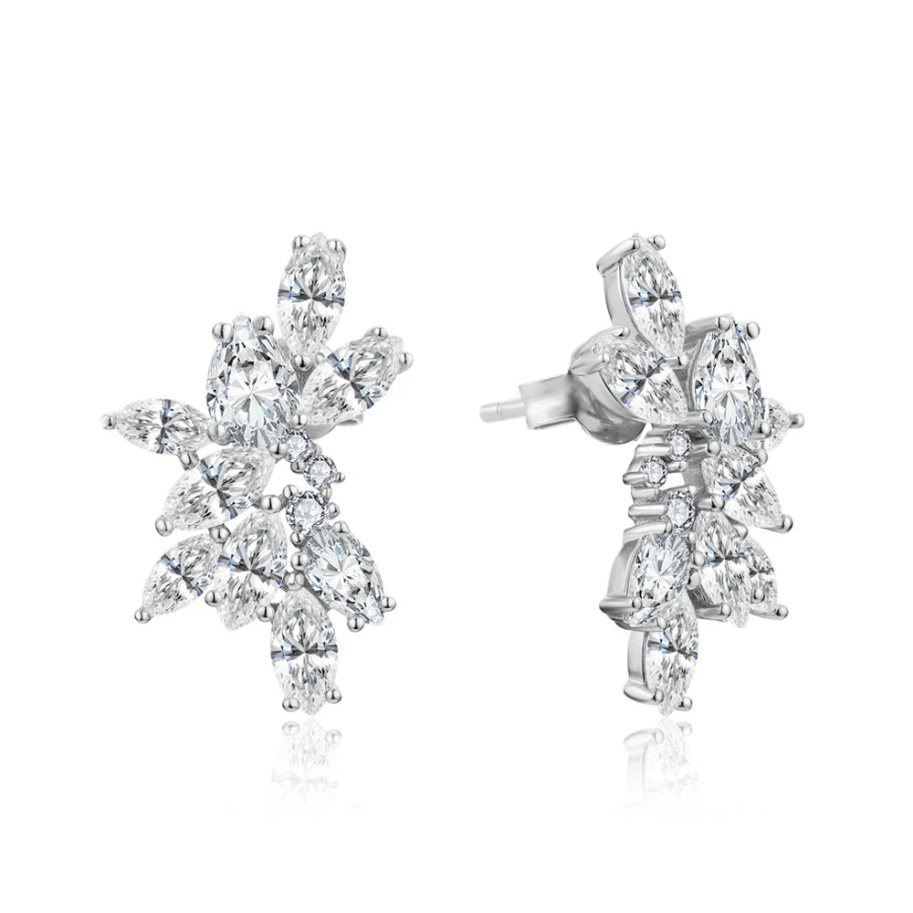 MINTYBOX Moissanite Diamond Cluster Stud Earrings Solid S925 Sliver 18k Gold Plated for Women Wedding Engagement Luxury Jewelry