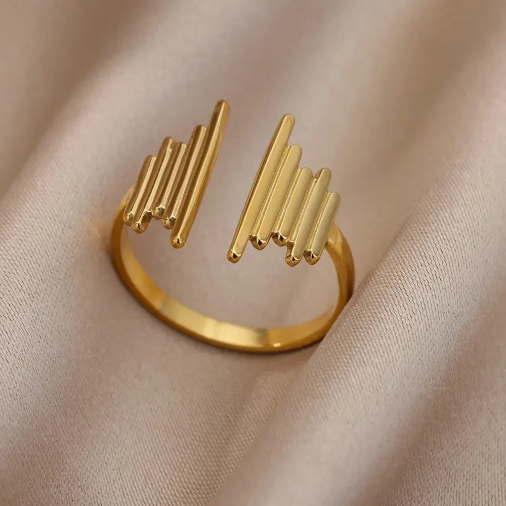 Gold Color Stainless Steel Multi Layer Rings for Women Hollow out Open Finger Ring Fashion Wedding Party Jewelry Gift 2024 New