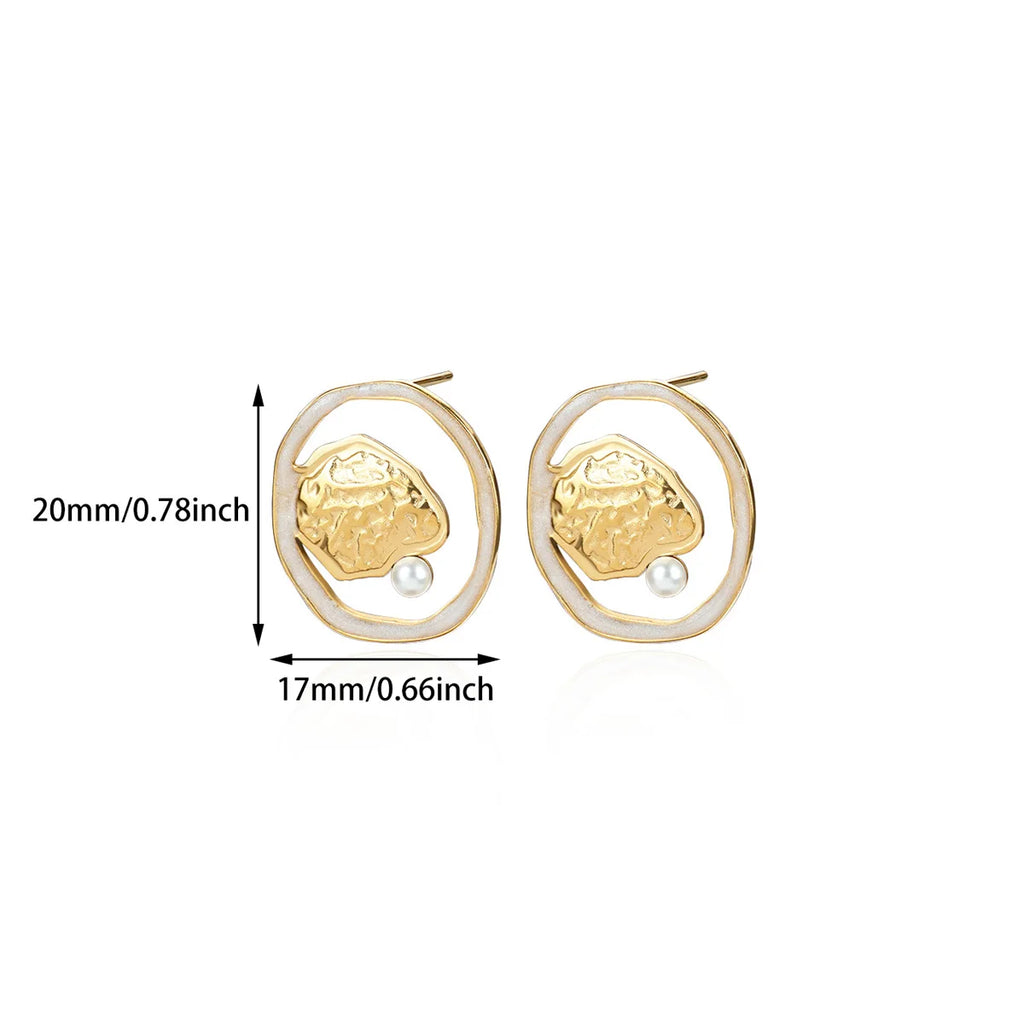 Zircon Geometric Hoop Earrings for Women Stainless Steel Gold Color Piercing Earring 2025 New Fashion Wedding Couple Jewelry
