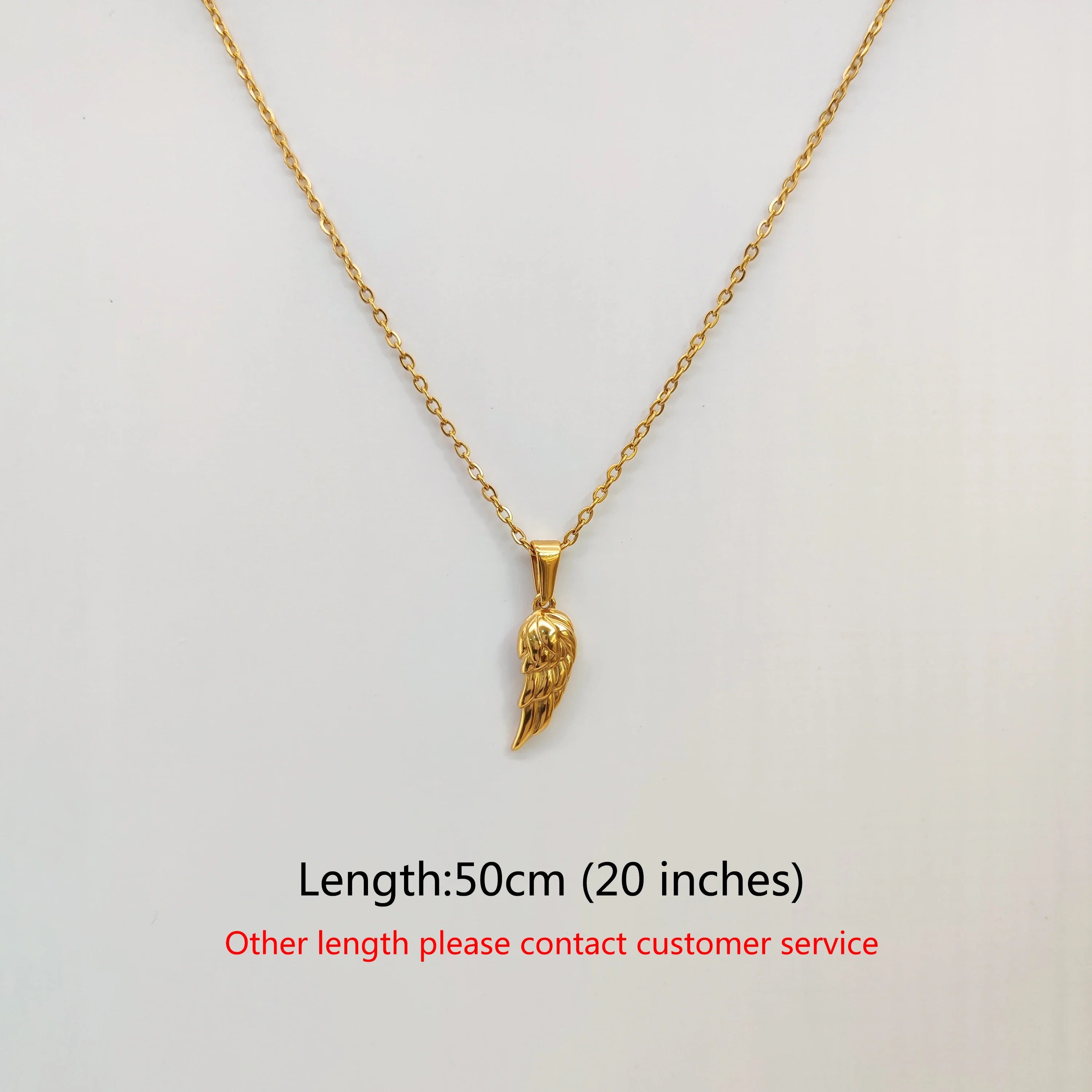 18K Gold Plated Angel Wing Pendant Necklace - Vintage Feather Design for Men, Stainless Steel Chain Jewelry Gift