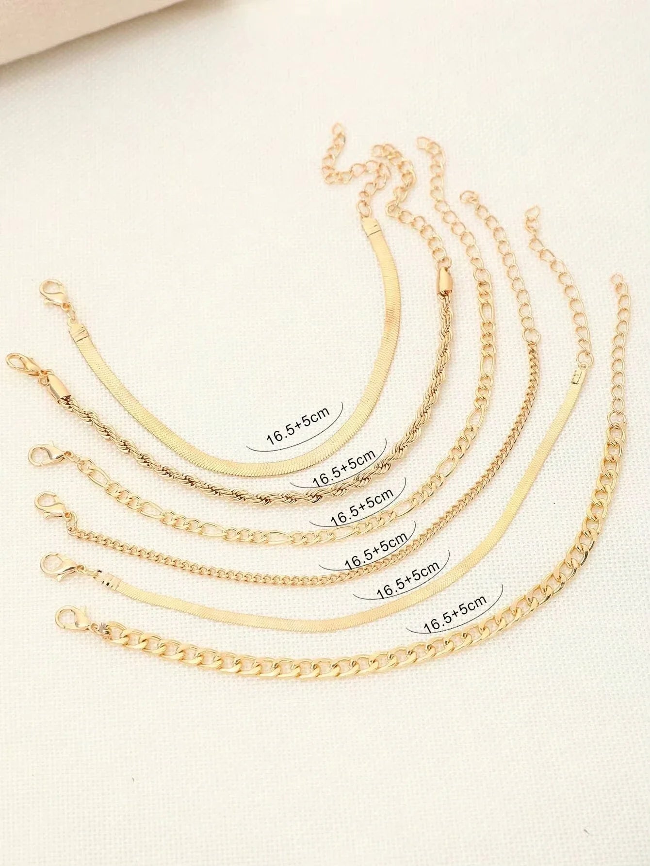 6pcs Fashion Punk Style Simple Cold Tone Chain Fashion Bracelet Set Suitable For Women's Daily Wear
