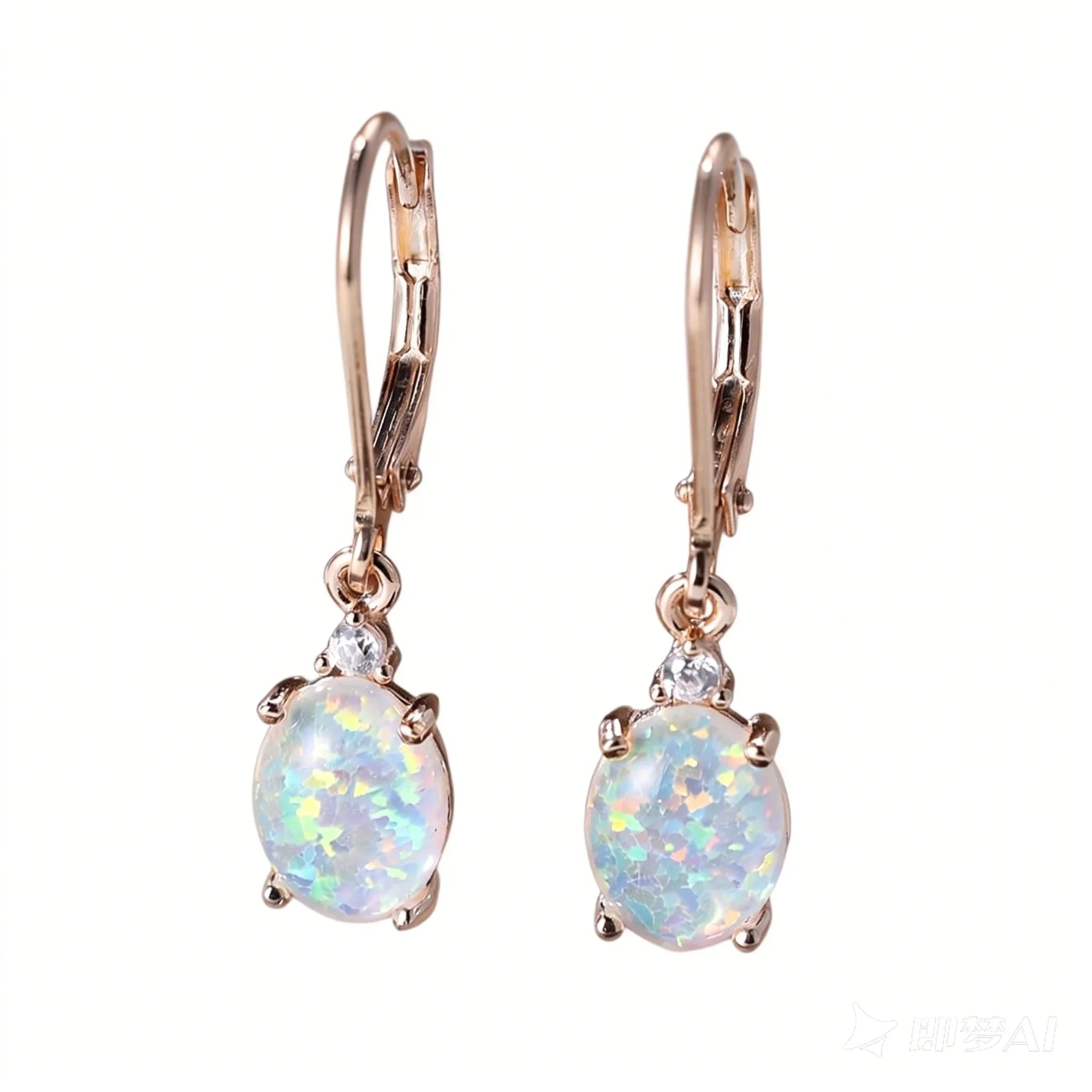 S925 Silver round Crystal Pearl Mother-of-Pearl Earrings with Green Flame Crystal Plated Iridium Golden Women's Design