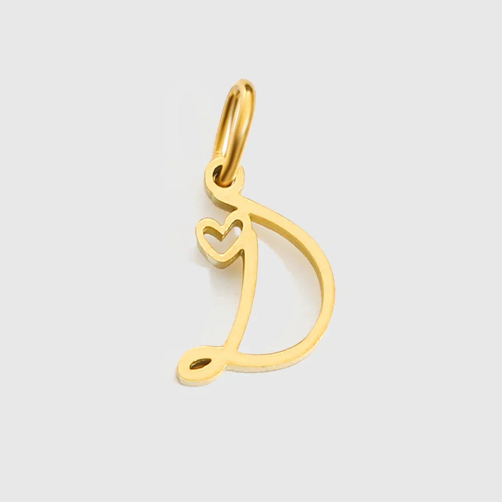 Personalized Stainless Steel Heart Alphabet Pendant DIY Accessories for Necklace Woman Men Jewelry Initials Birthday Gift A-Z