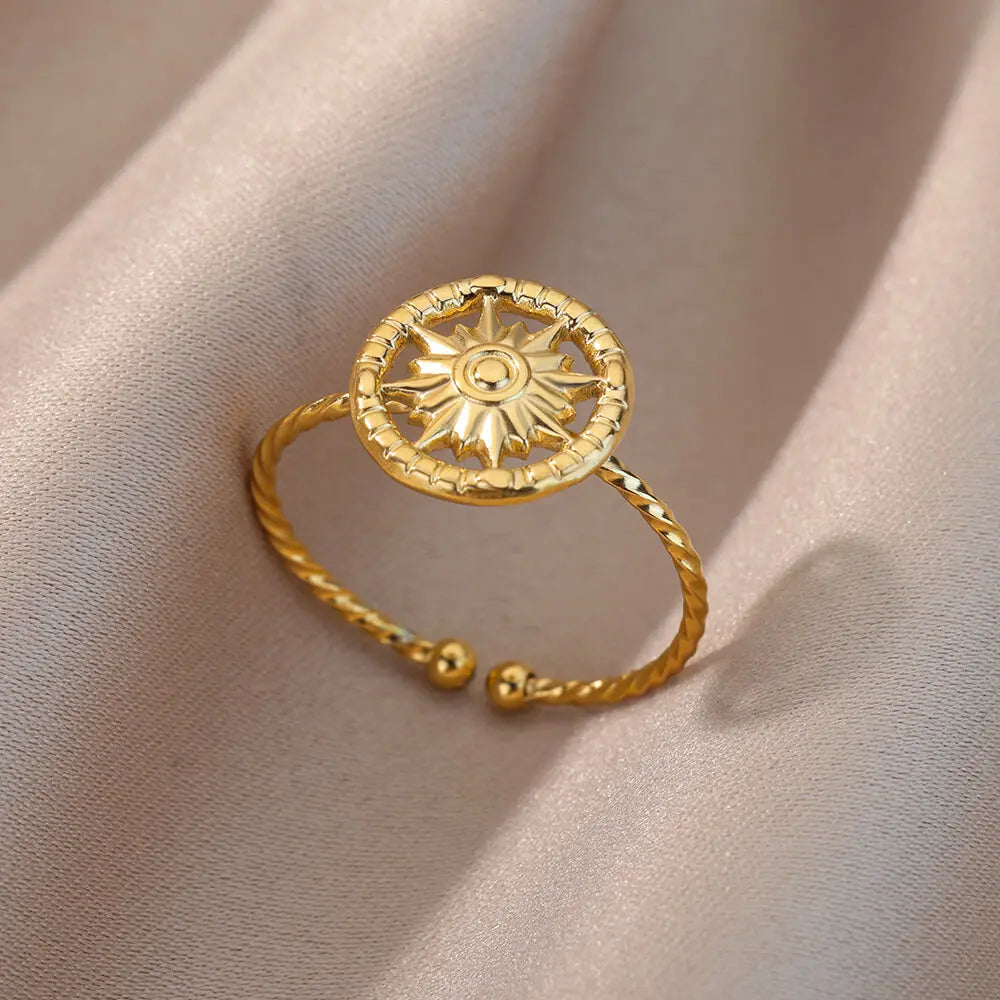 Irregular Hollow Opening Rings For Women Stainless Steel Gold Color Geometric Ring Party Christmas Jewelry Gift Free Shipping