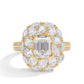 MINTYBOX 2.0ct Flower Design Halo Emerald Cut Engagement Ring Lab Diamond S925 Silver Moissanite Rings For Women 18K Gold Plated