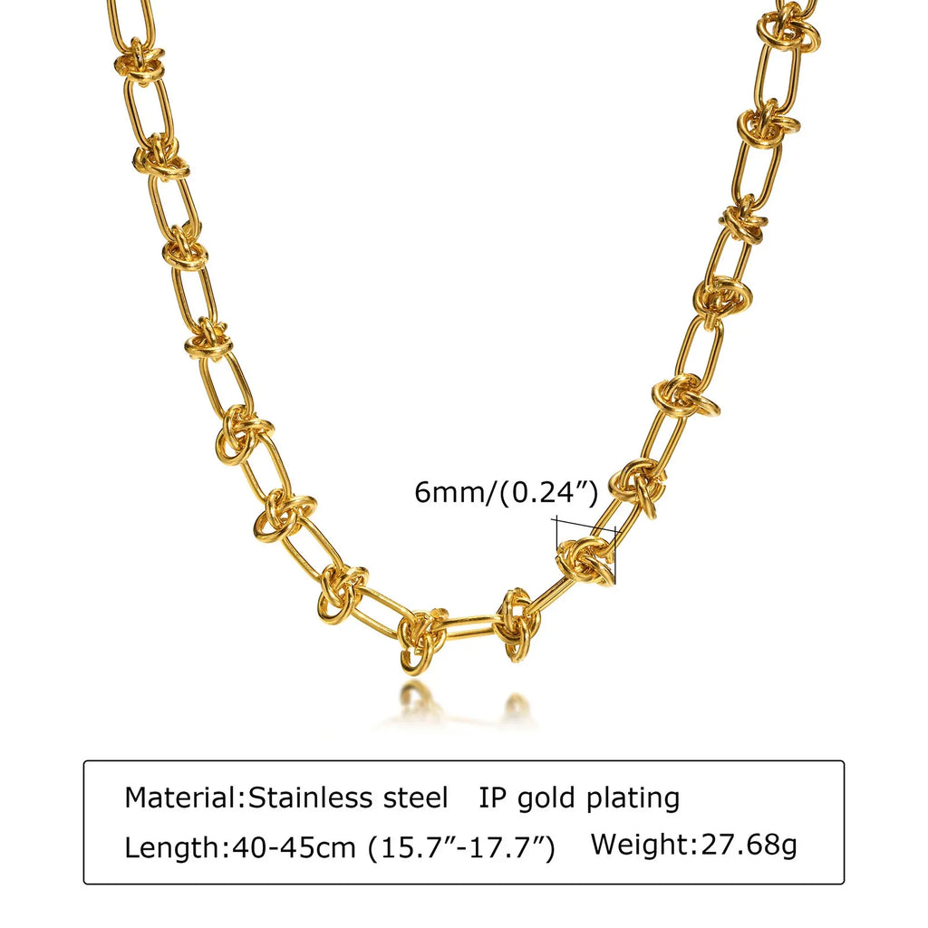 Chunky Gold Plated Link Necklace For Women, Stainless Steel Oval Thick Chain Choker Minimalist Jewelry