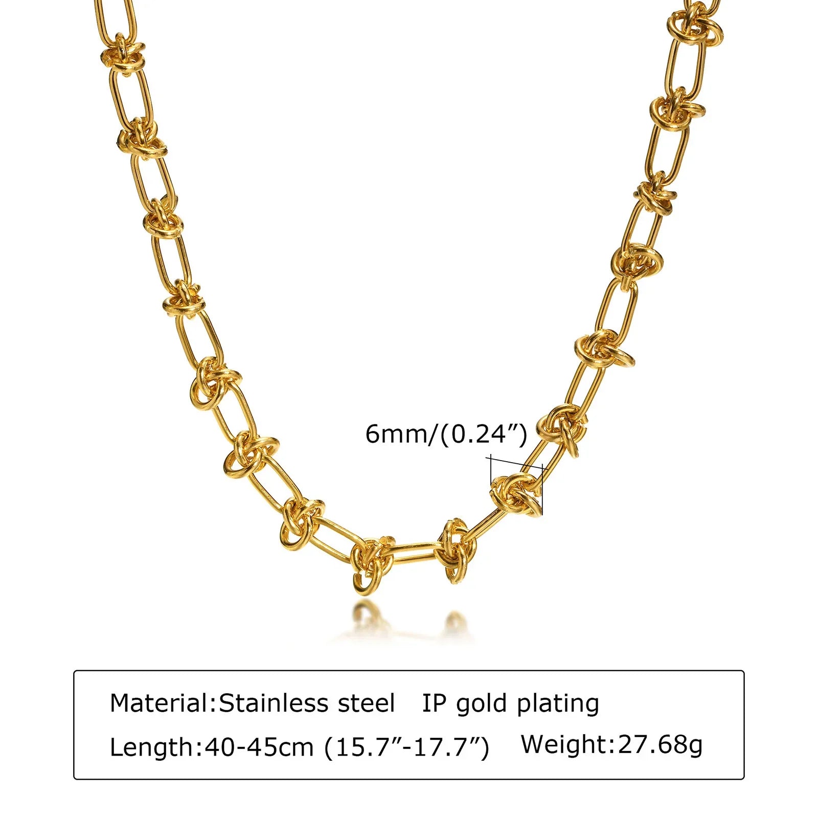 Chunky Gold Plated Link Necklace For Women, Stainless Steel Oval Thick Chain Choker Minimalist Jewelry