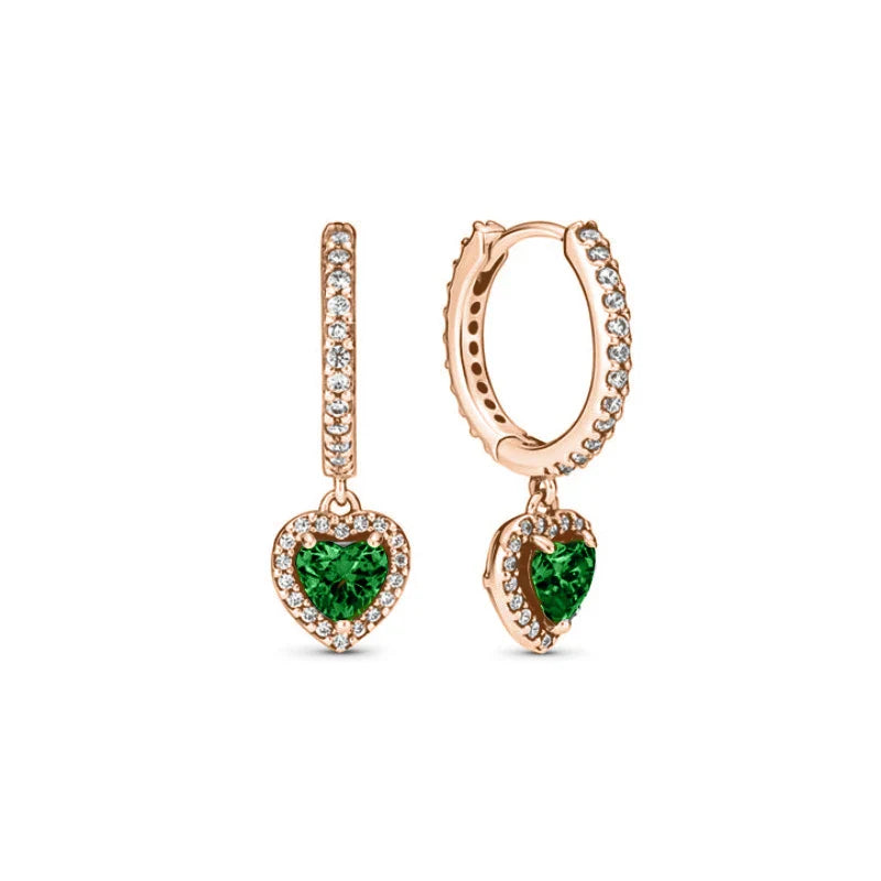 New S925 Silver Heart Stone Stud Earrings Suitable for Valentine's Day, Mother's Day, Anniversary Gift DIY Charm Jewelry