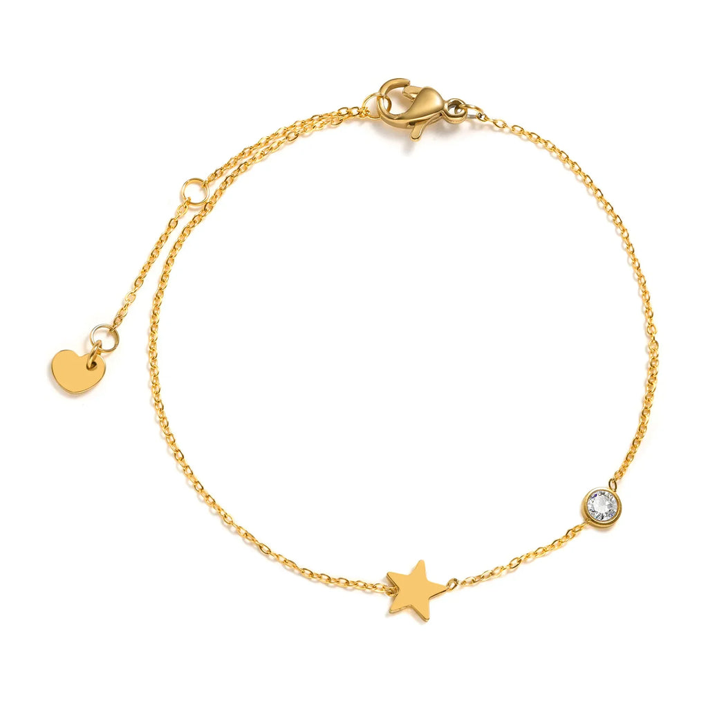 Birthstone Zirconia Thin Chain Link Cross Bracelet Stainless Steel Women's Adjustable Link Stacked Layered Chain Bracelets