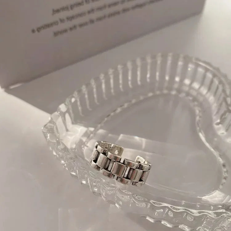 925 Sterling Silver Finger Rings New Fashion Creative Cross Hollow Chain Geometric Party Jewelry Gifts