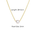 4MM Simulated-pearl Pendant Necklace for Women Dainty Stainless Steel Gold Color Necklace Women