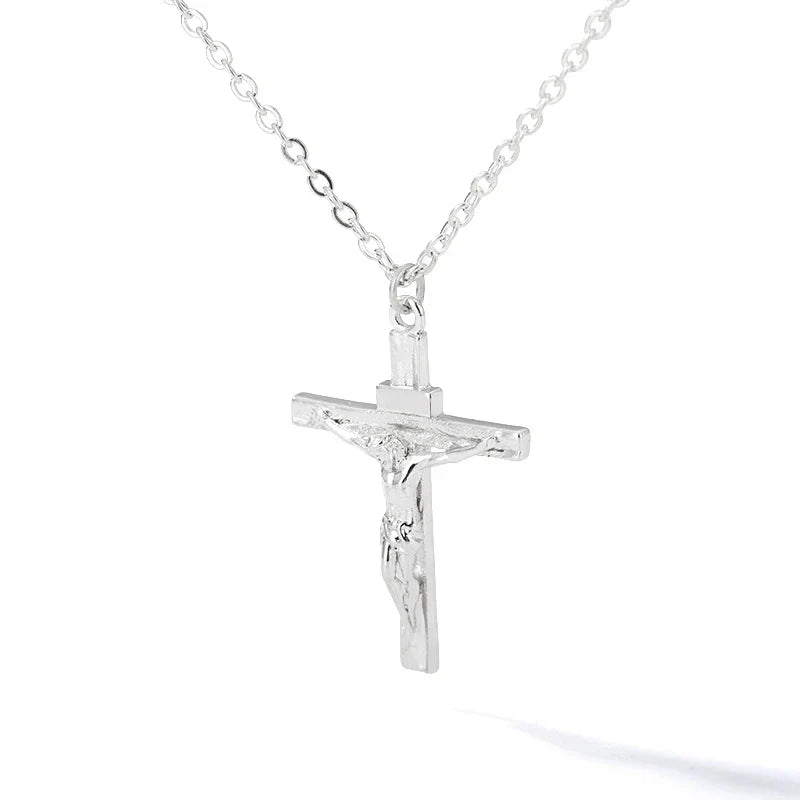 Stainless Steel Cross Necklace For Women Gold Color Chain Cross Pendant Necklaces Retro Religion Jewelry Gift bijoux femme