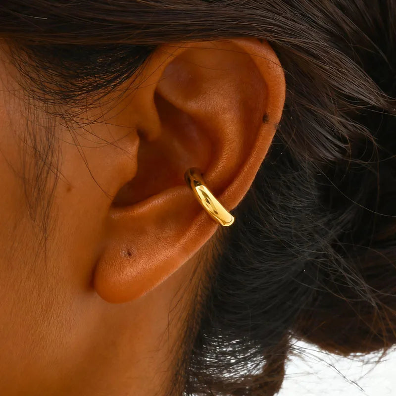 Thick Ear Cuff Earrings, Non-piercing Clip On Cartilage Earrin Stainless Steel, Fake Helix Cartilage Jewelry For Women One Piece
