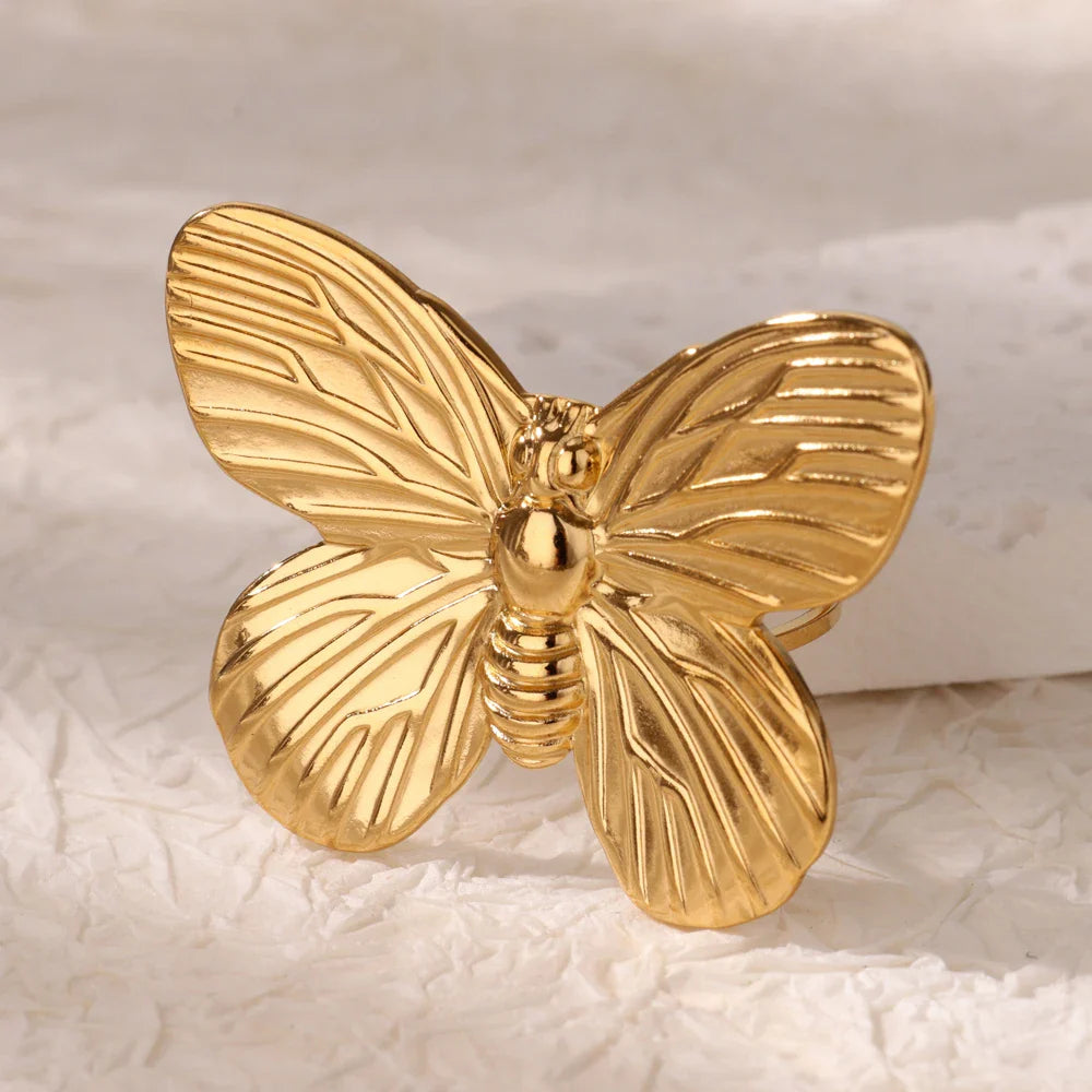 Stainless Steel Flower Big Open Rings For Women Gold Color Imitation Pearl Hollow Out Ring Trendy Aesthetic Jewerly Gifts