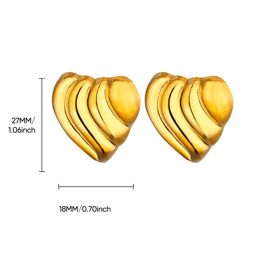 Gothic Heart Earring For Women Stainless Steel Golden Love Earring Wedding Couple Piercing Jewelry Valentine Day Gift сер