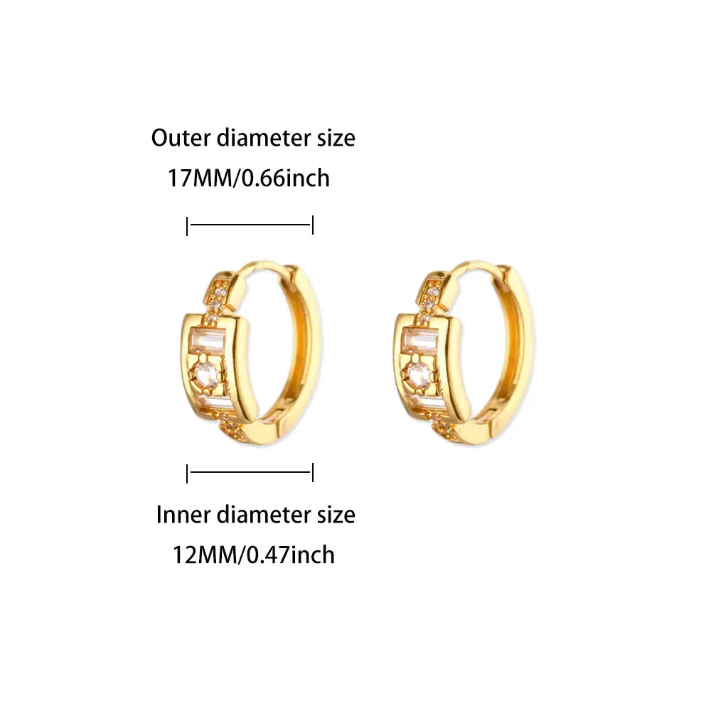 Round Shiny Zirconia Earrings for Women Stainless Steel Gold Color Piercing Earrings 2025 New Fashion Jewelry Mother's Day Gift