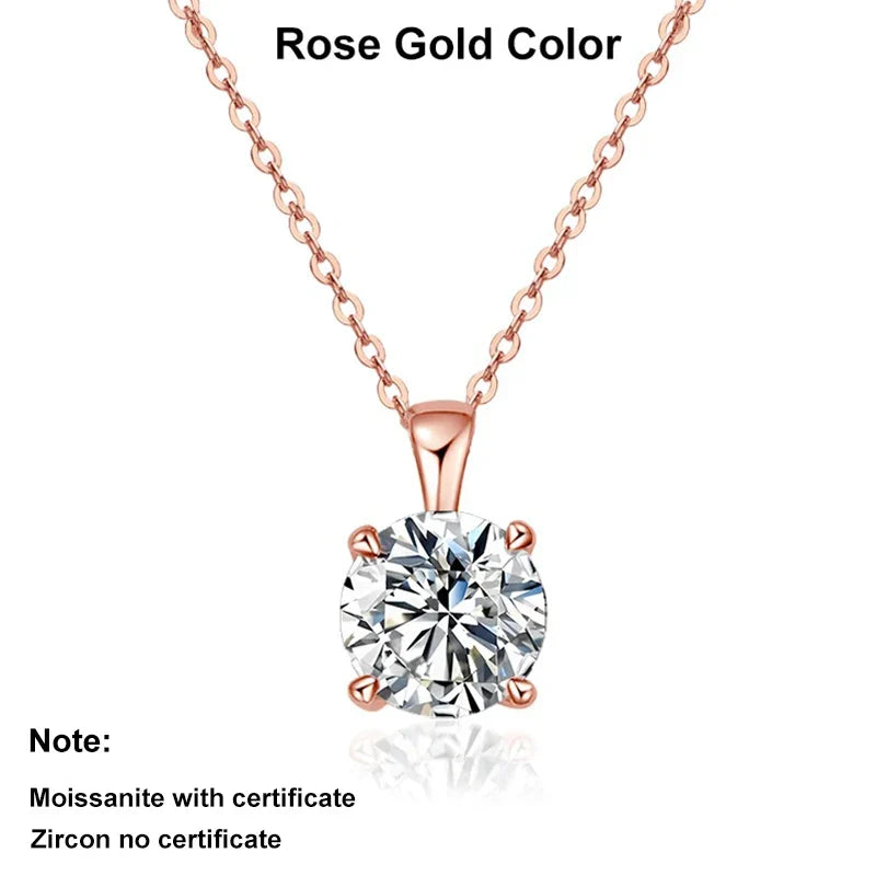 NeeTim 2ct 3ct Moissanite Necklace for Women Sterling Silver 925 with Yellow Rose White Gold Plated Lab Diamond Pendant Necklace