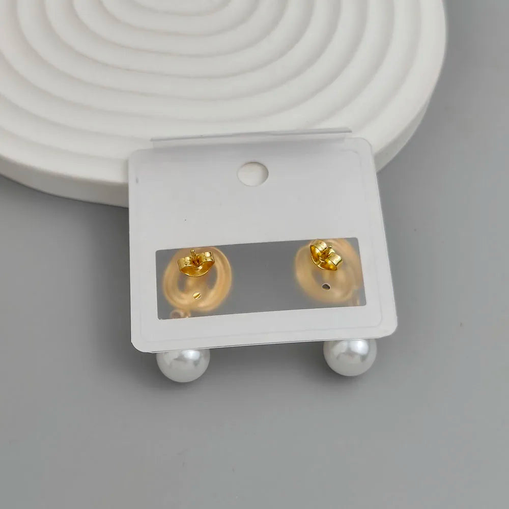 Creative heavy metal pearl shell stainless steel earrings, waterproof and rusty-free women's earrings, party jewelry