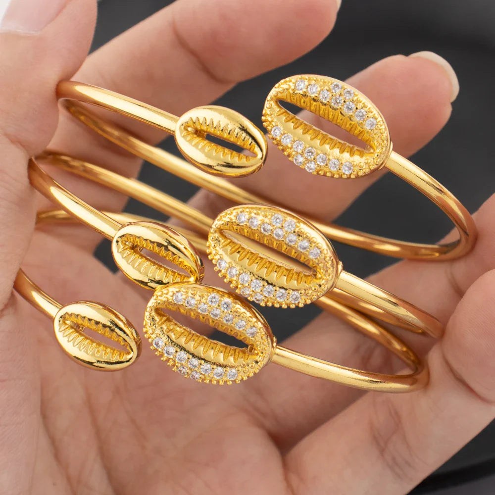 Ocean Shell Bracelet Rings Colorfast Stain-Free Jewelry 18K Gold Color Map of Africa Jewelry Accessories Anniversary Gifts