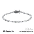 NeeTim 2mm D Color Moissanite Tennis Bracelet 925 Sterling Silver with White Gold Plated Bracelets for Women Pass Diamond Tester