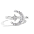 MINTYBOX 0.242CTW Star Moon S925 Sterling Silver Moissanite Rings For Women Lab Diamond Ring 18K Gold Plated Wedding Jewelr Gift