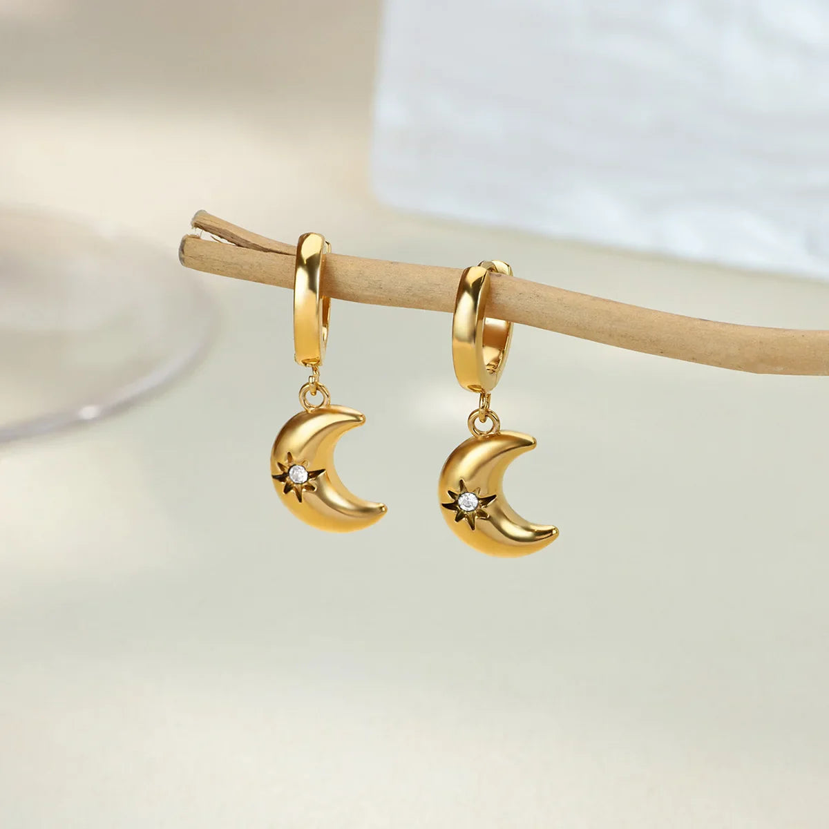 Vintage Gold Color Heart Hoop Earrings For Women Stainless Steel Geometric Piercing Earring Luxury Zircon Jewelry Wedding Gift
