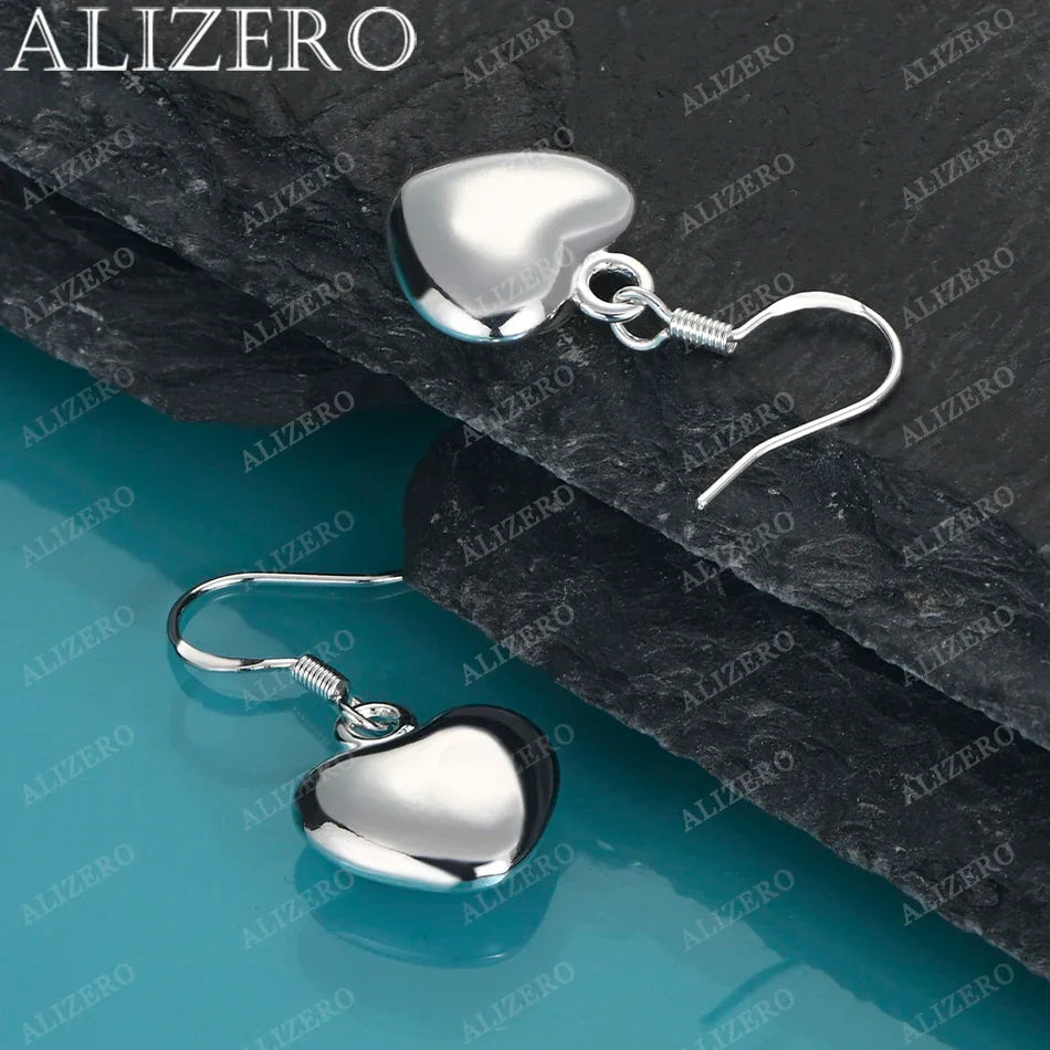 ALIZERO 18K Gold Heart Earrings For Women Wedding Party Gifts Fashion Jewelry Wholesale 925 Sterling Silver Drop Earring