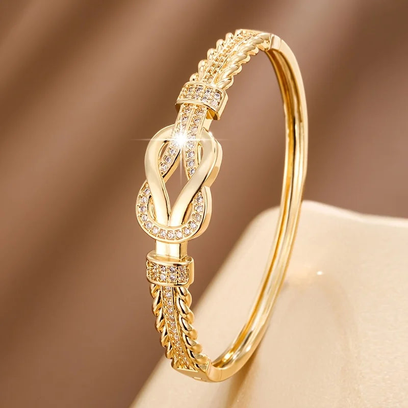 1Pcs Zircon Bangles Elegant And Simple Women's Bracelet Gold Silver Bracelet Cross Buckle Fashion Accessories