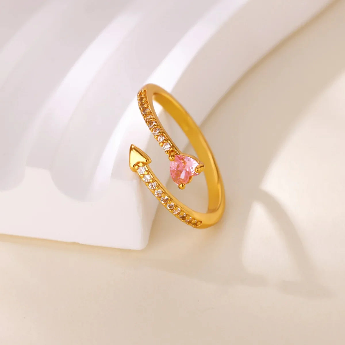 Fashion Pink Heart Zircon Rings for Women Gold Color Stainless Steel Imitation Pearl Ring Elegant Aesthetic Wedding Jewelry Gift