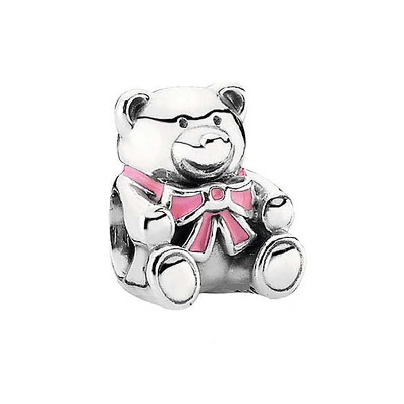 Hot selling 925 silver pink series flower dog paw heart-shaped pendant, Fit original bracelet DIY accessories, exquisite jewelry