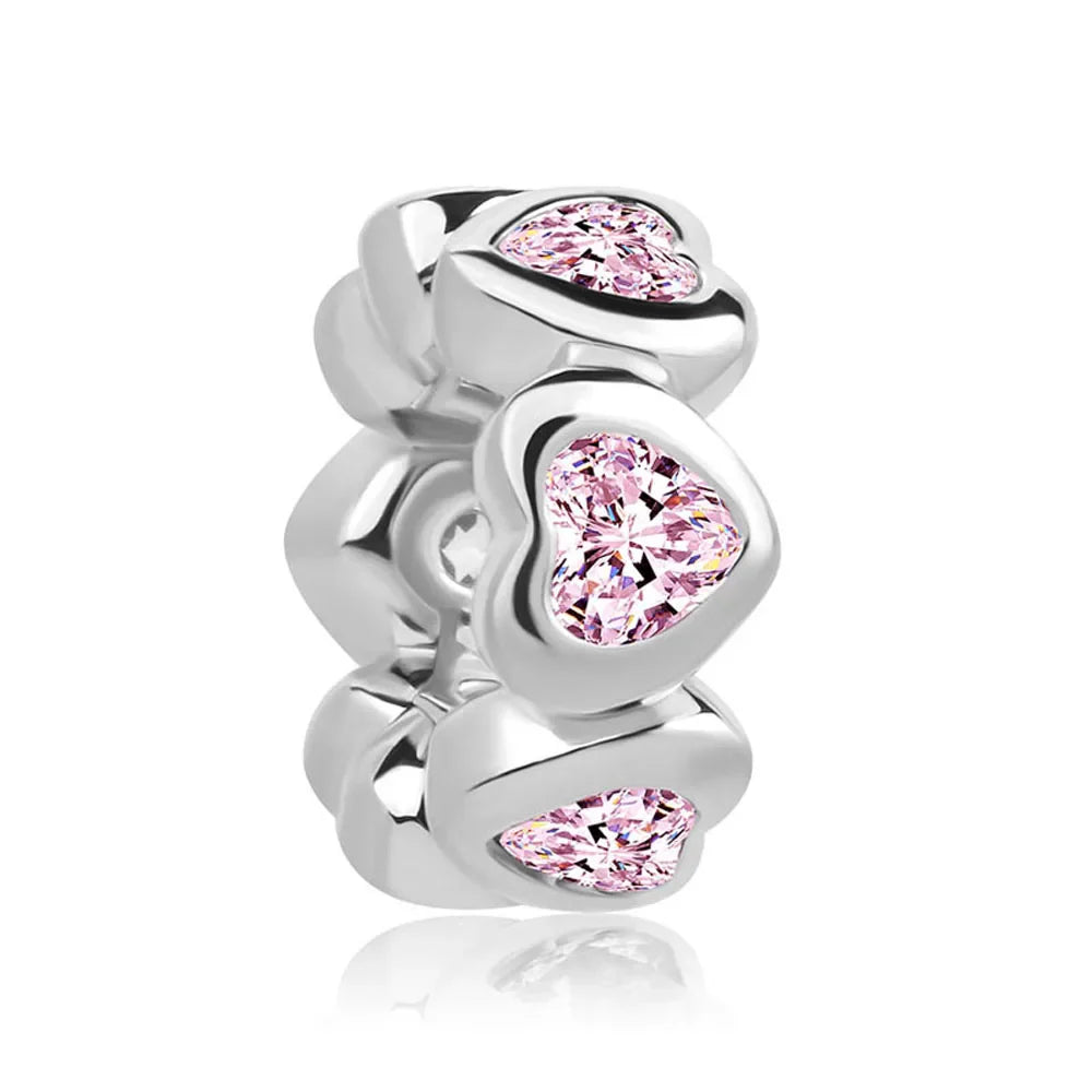Hot selling 925 silver pink series flower dog paw heart-shaped pendant, Fit original bracelet DIY accessories, exquisite jewelry