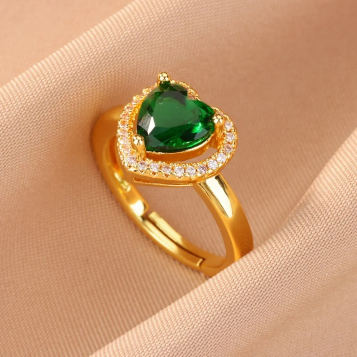 Colorful Cubic Zircon Ring for Women Stainless Steel Gold Color Open Ring Vintage Boho Wedding Party Jewelry Gift Accessories