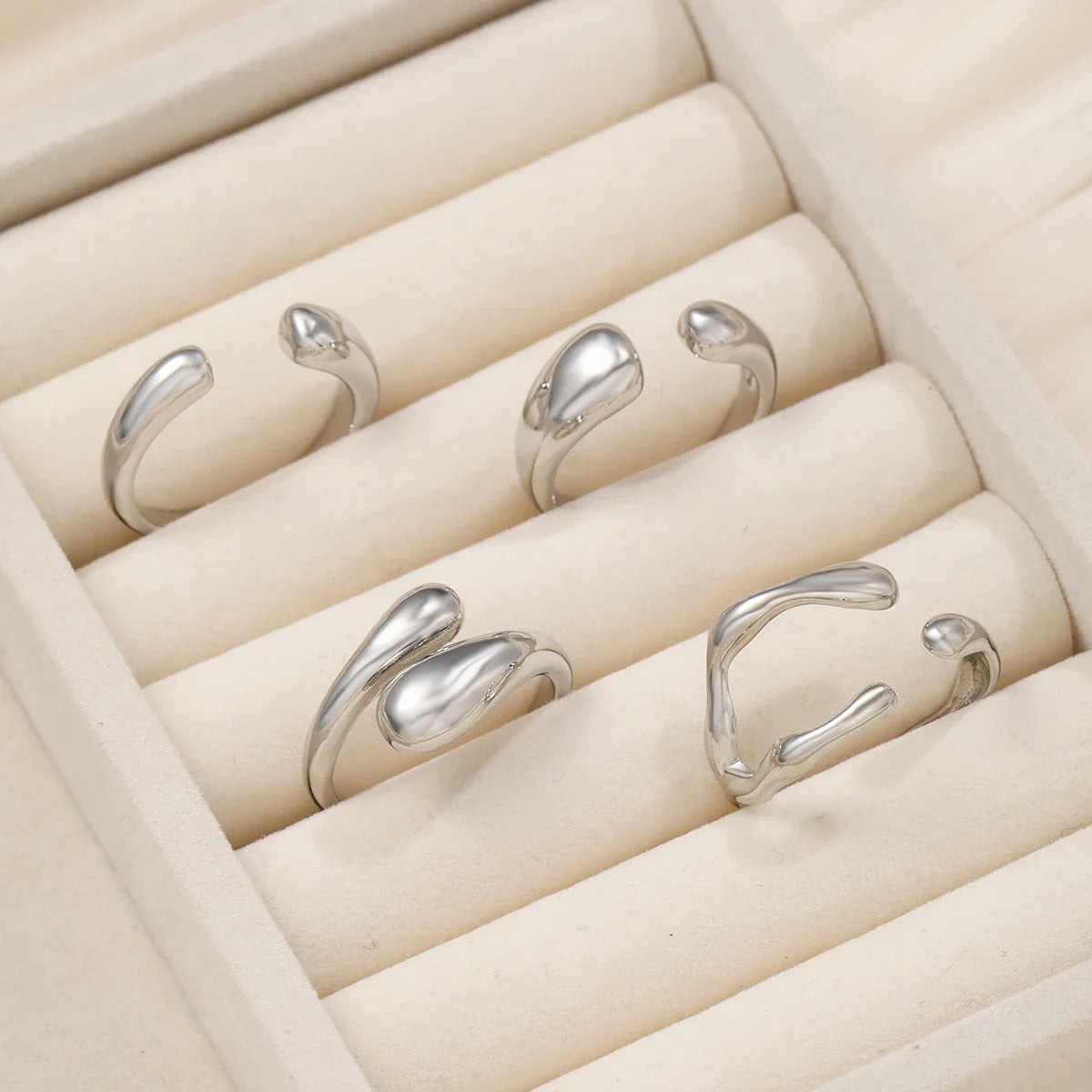 14Pcs/Set Vintage Smooth Open Rings Set for Women Geometric Creative Irregular Gold Color Finger Rings Trendy Daily Jewelry Gift