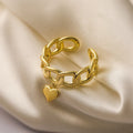 NEWBUY Fashion Colourful Cubic Zirconia Pave Setting Wedding Jewelry 2024 Trendy Gold Color Heart Charm Finger Ring For Women
