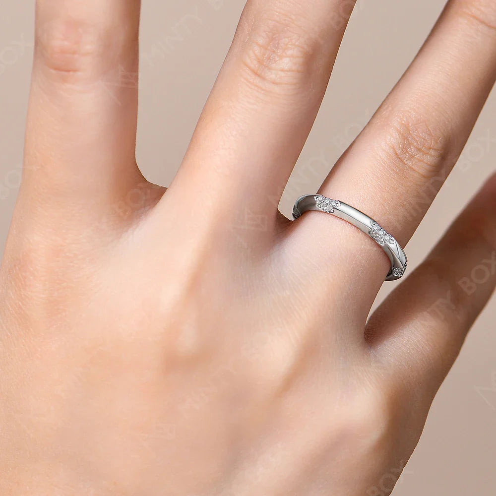 MINTYBOX S925 Silver Moissanite Wedding Band Ring for Women Lab Diamond Engagement Rings 18K Gold Plated Jewelry