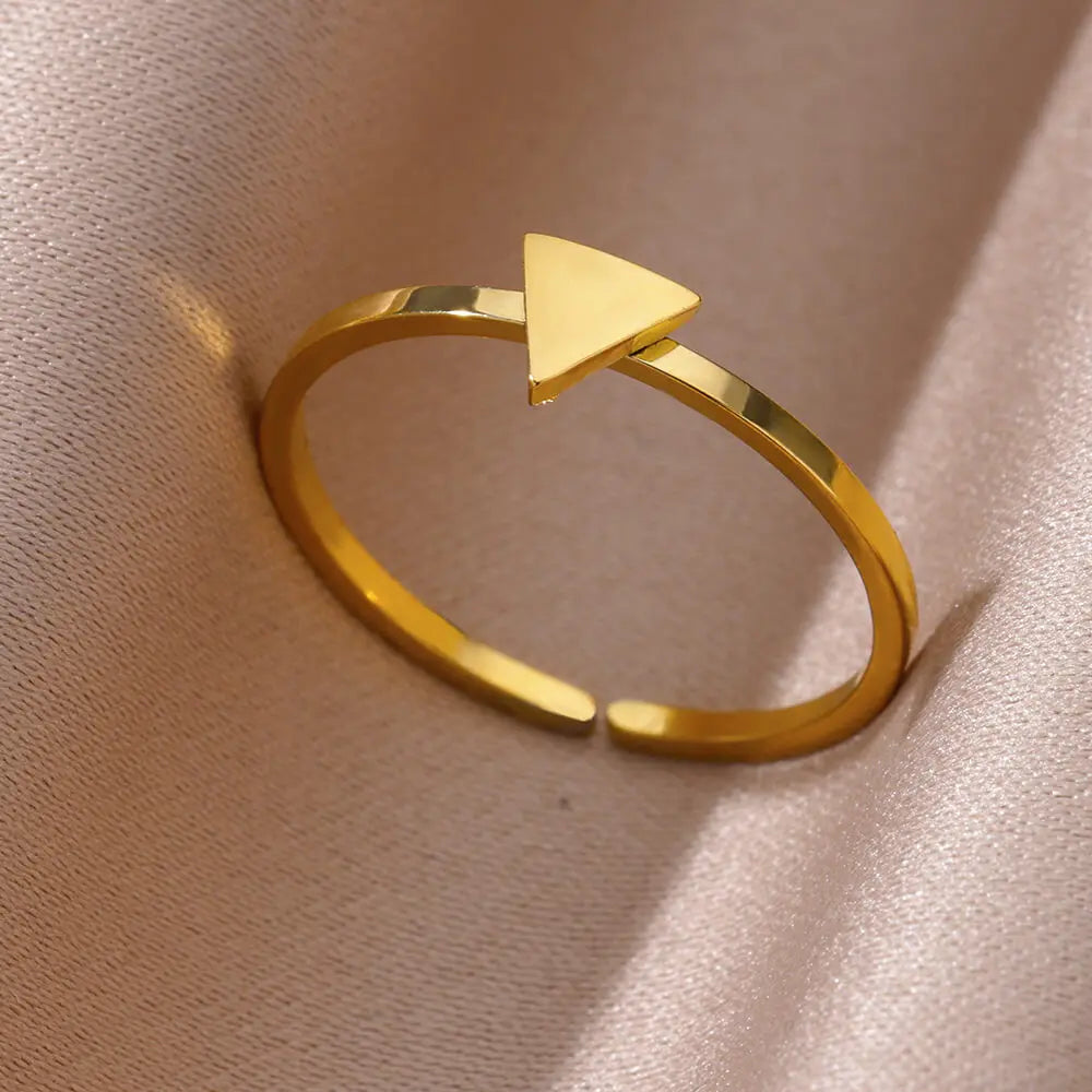Stainless Steel Small Heart Rings For Women Vintage Gold Color Cross Openning Geometric Ring Fashion Wedding Jewerly Gift 2024